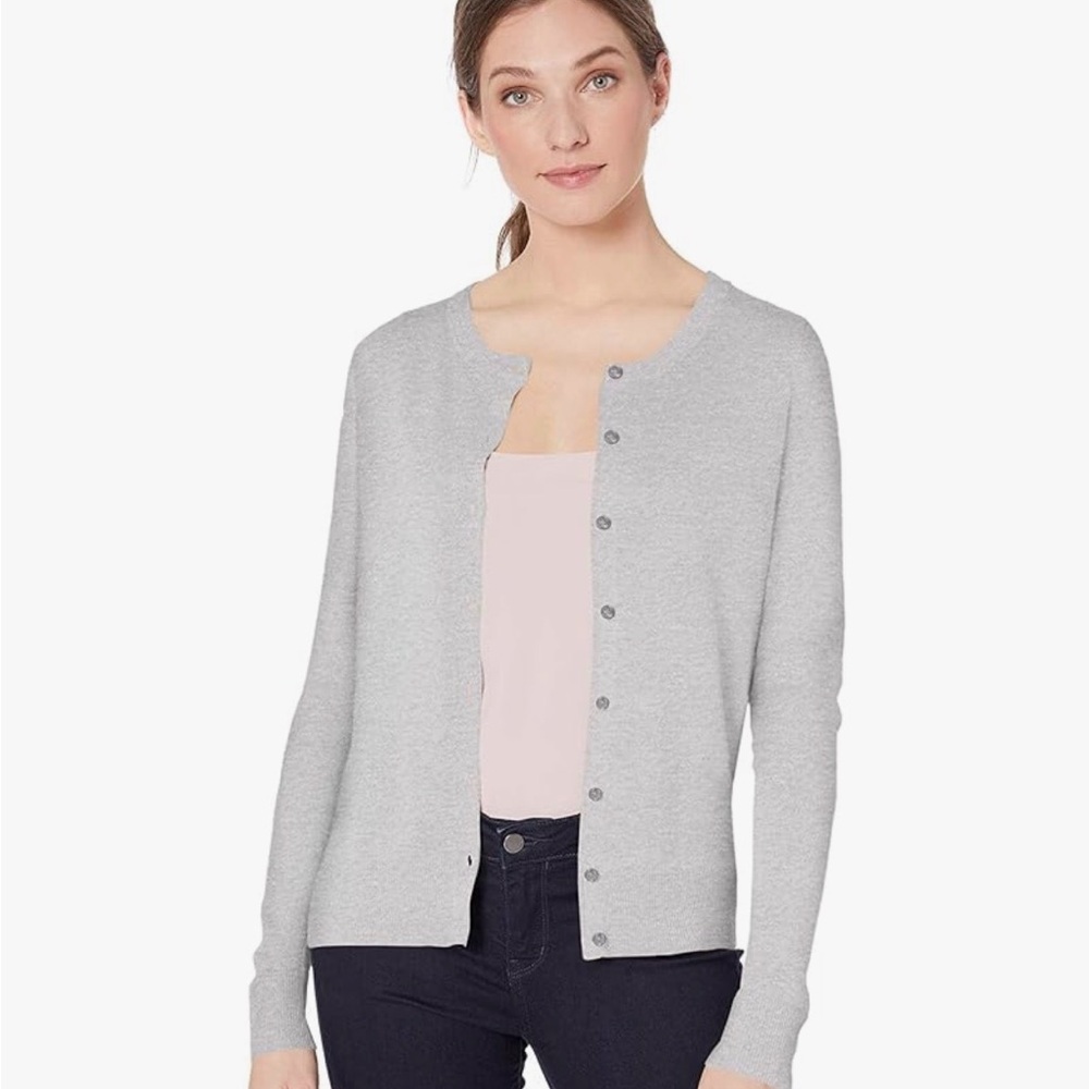 Amazon Essentials Women's Light Gray Cardigan Sweater